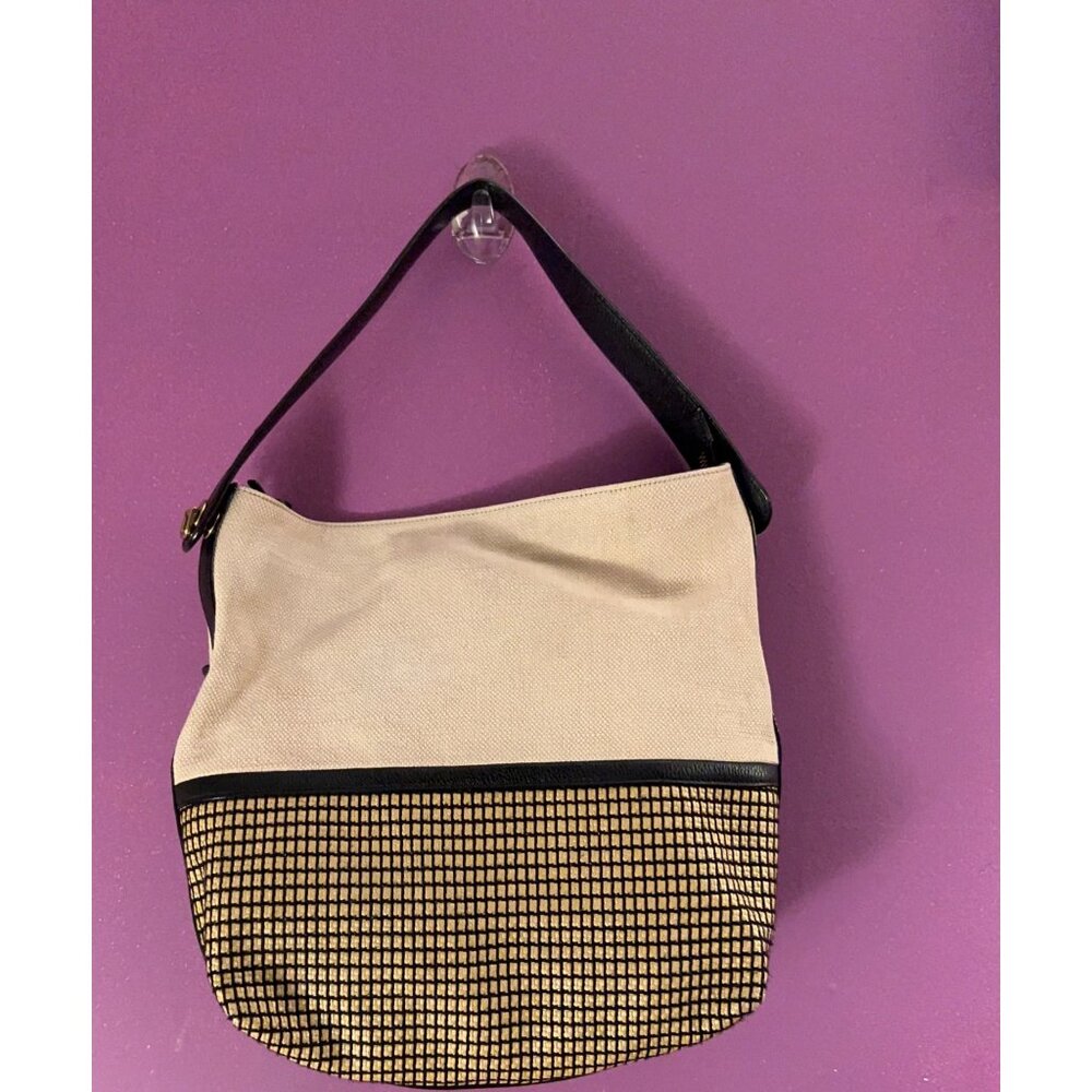 Fossil Maya Bag Leather Trim Colorblock Hobo Purse Multi Crossbody Strap Neutral